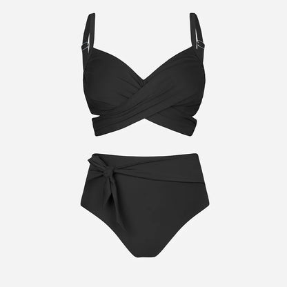 Cupshe Plus Size Wrap Tie High Waist Bikini Set – Women’s Large Size 3XL Two-Piece Swimwear Beach Bathing Suit