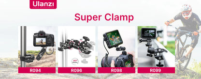 Ulanzi R094 Metal Super Clamp with 360° Ball Head Magic Arm, 1/4" & 3/8" Holes for DSLR Camera, Monitor, Light, Mic, and Rod Mount