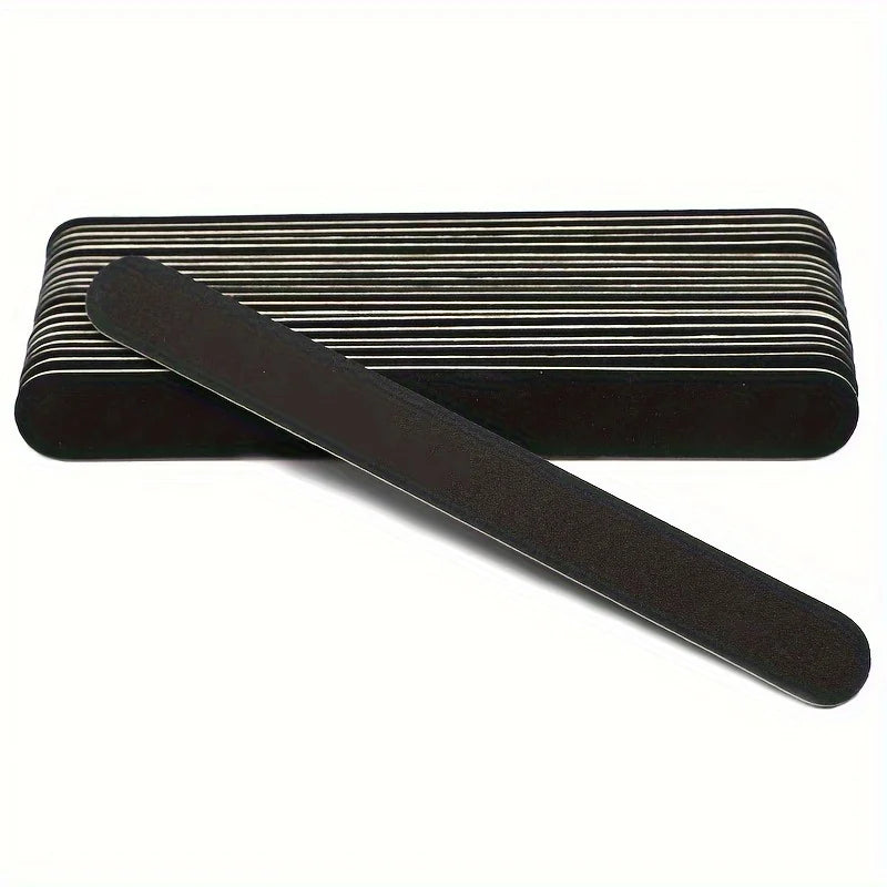 5/10/50PCS Professional Double-Sided Nail Files – 100/180 Grit Black Emery Boards for Salon & Home Nail Care