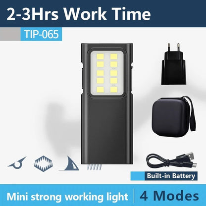 Portable COB LED Flashlight – USB Rechargeable Work Light with Pen Clip, Super Bright for Camping & Car Repair