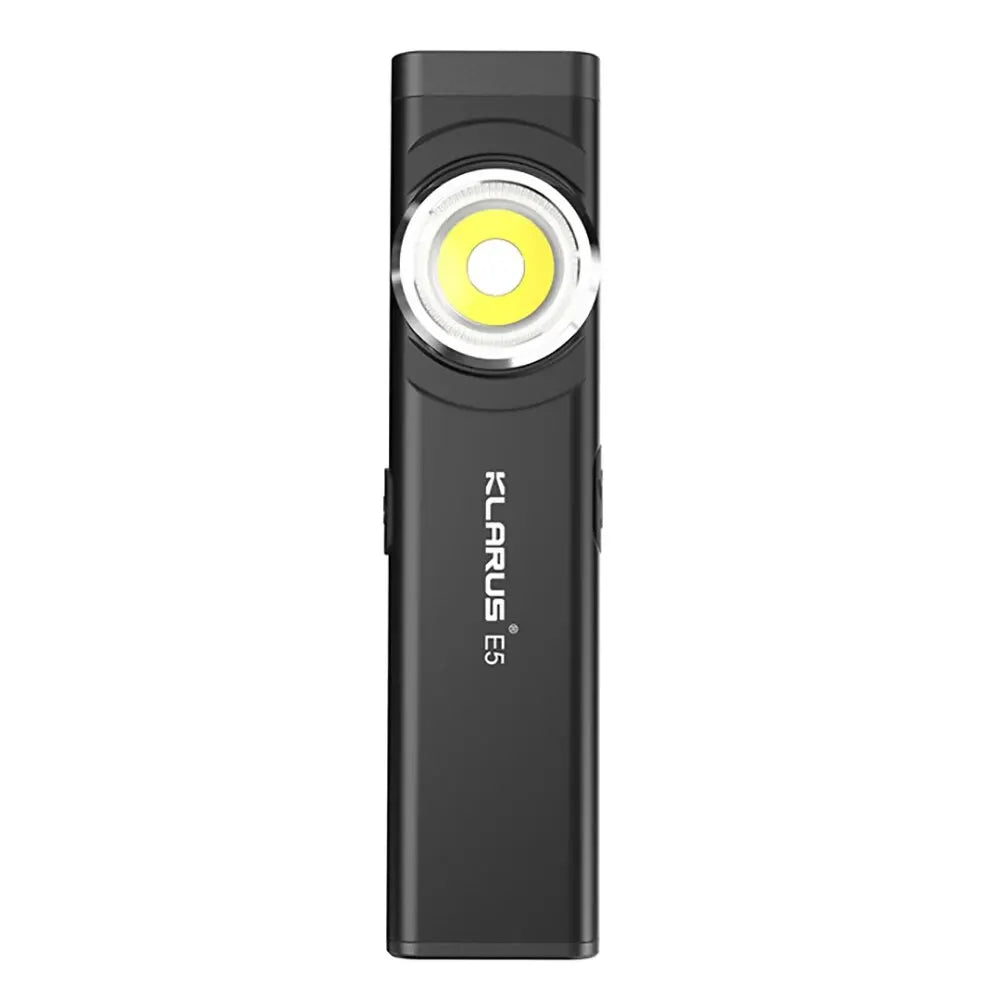 Klarus E5 COB Flashlight – Magnetic Dual Light Torch with 8 Lighting Modes, USB-C Rechargeable EDC Strobe for Emergency Use