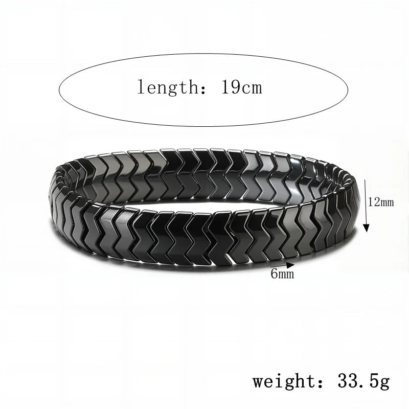 Natural Obsidian Half Moon Bracelet - Irregular Black Stone Beads Men's Fashion Accessory