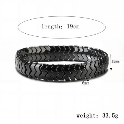 Natural Obsidian Half Moon Bracelet - Irregular Black Stone Beads Men's Fashion Accessory