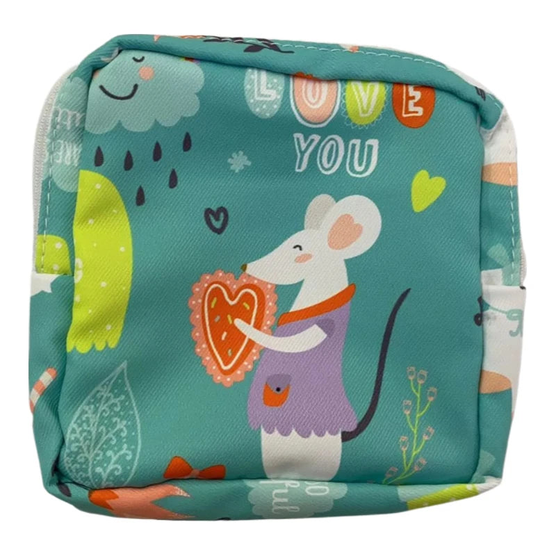 Cute Cartoon Girl Cosmetic Bag – Mini Travel Makeup Organizer for Lipstick, Sanitary Pads & Toiletries