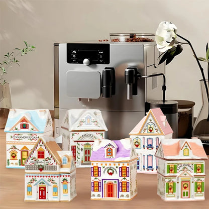 Christmas Holiday Village Spice House Set – Mini 6cm Home Decor for Kitchen, Spices & Tabletop Xmas Ornaments