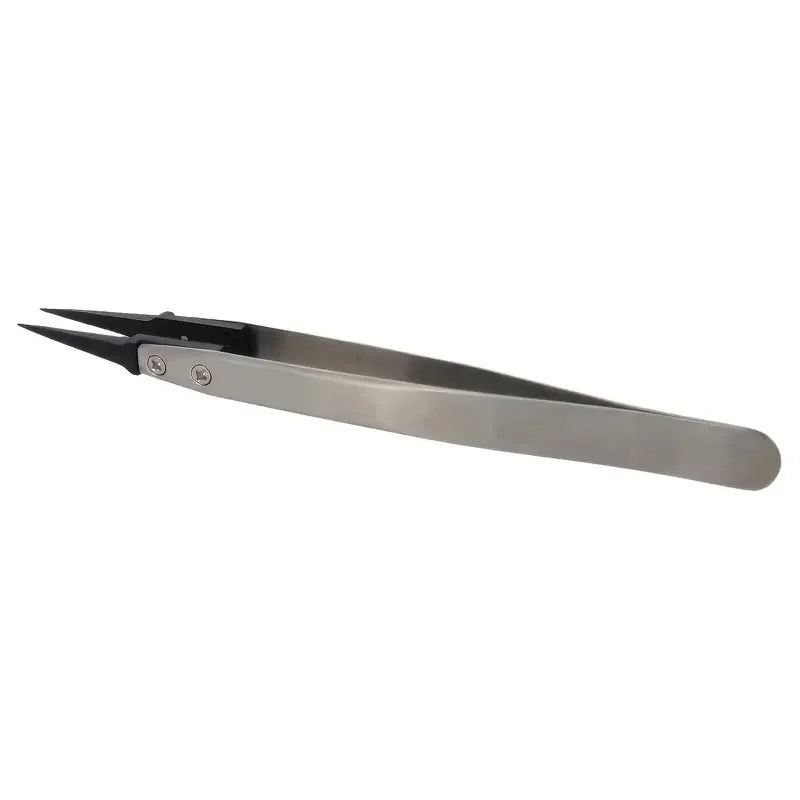 ESD Safe Precision Tweezers - Anti Static Metal Tip Tool for Electronics Repair and Jewelry Crafting