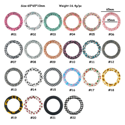 Kovict Silicone Ring Pendant Blanks - 65mm Round Printed Rings for DIY Jewelry & Craft Making