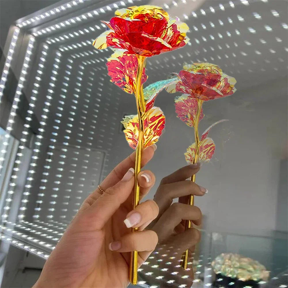 10PCS 24K Foil Plated Rose Gold Roses – Valentine’s Day, Wedding & Forever Love Decorative Gift