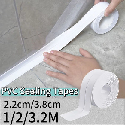 Self-Adhesive PVC Waterproof Sealing Tape for Kitchen & Bathroom – Oil-Proof Sink Edge Caulk Strip for Corner Wall & Toilet Seal Repair Tape