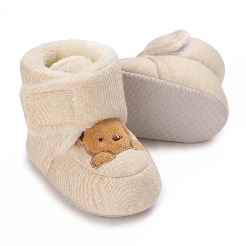 Baby Girls’ and Boys’ Cotton First Walker Shoes - Soft Cartoon Toddler Shoes for Newborns and Infants