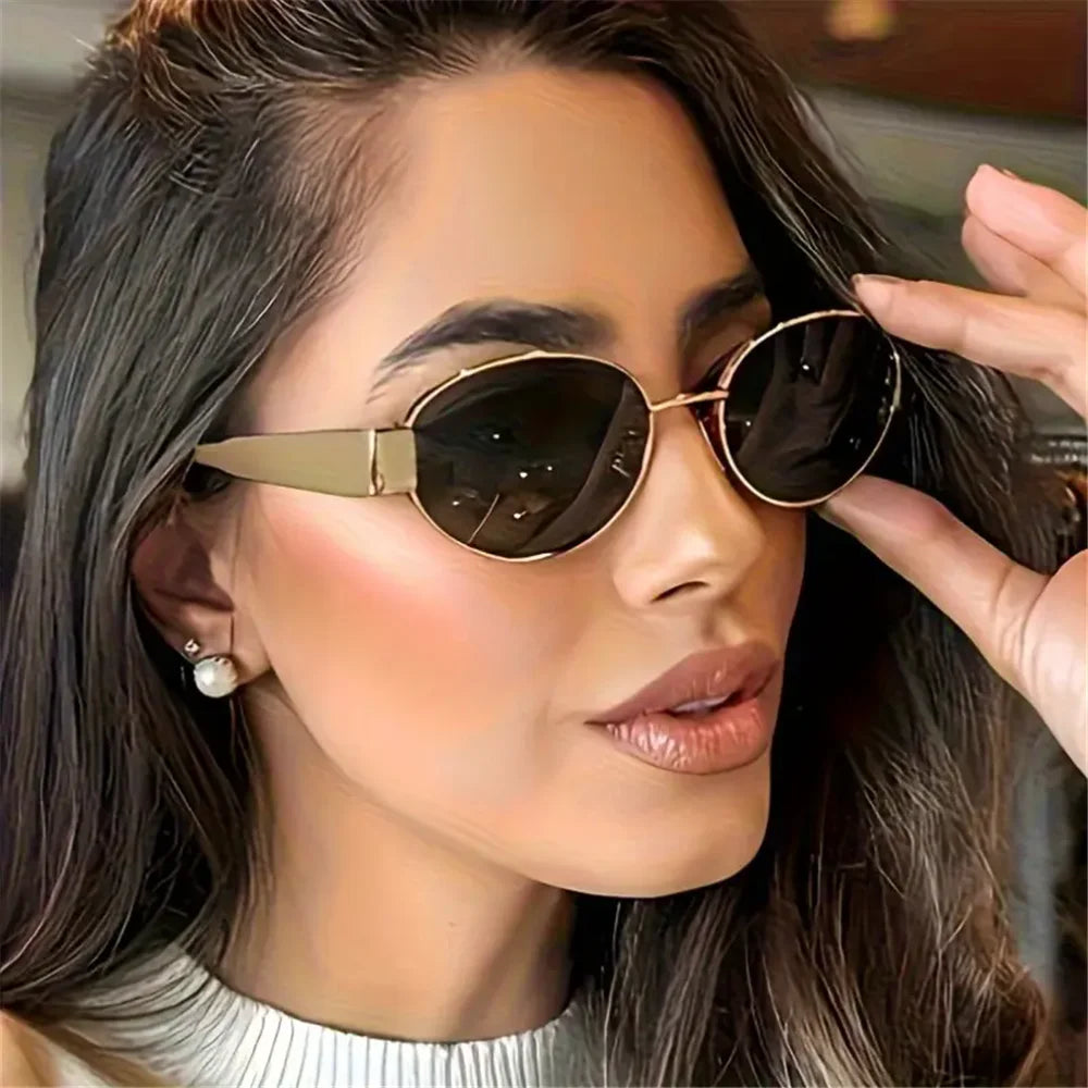 Vintage Punk Round Sunglasses 2PCS - Retro Metal Frame Fashion Eyewear for Women