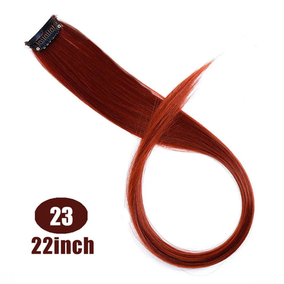HUAYA 18" Synthetic Clip-In Colorful Curly Hair Extension – Ombre Pink Purple Red Blue Hair Piece