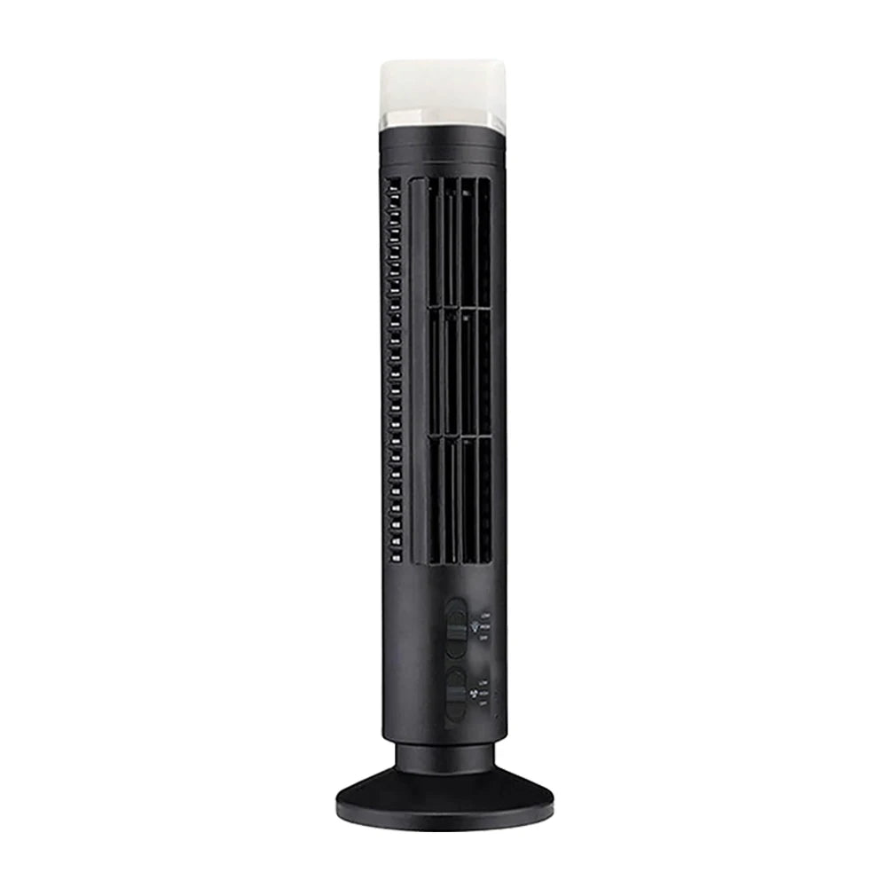 LED Bladeless Tower Fan - Quiet 90° Oscillating USB Portable Desk Fan with Light for Home, Bedroom & Office