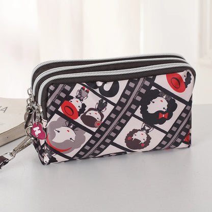 Three-Layer Zipper Short Mobile Phone Bag for Women - Fashionable, Waterproof with Multi-Layer Pockets, Portable Hand Makeup Bag