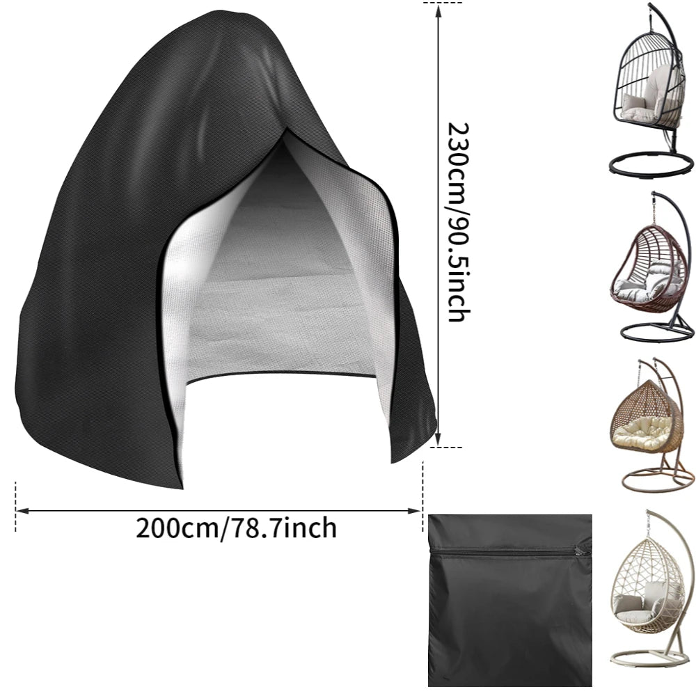 Waterproof Patio Hanging Egg Chair Cover 210D Heavy Duty – Windproof Dustproof Swing Seat Slipcover for Single & Double Garden Chairs