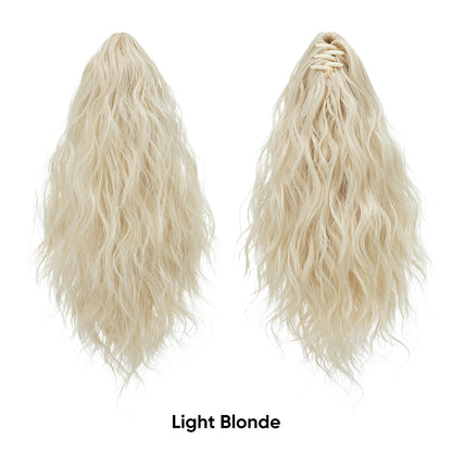 13-Inch Premium Synthetic Curly Claw Clip Ponytail – Blonde Brown Short Hairpiece, Fake Hair Extensions P064