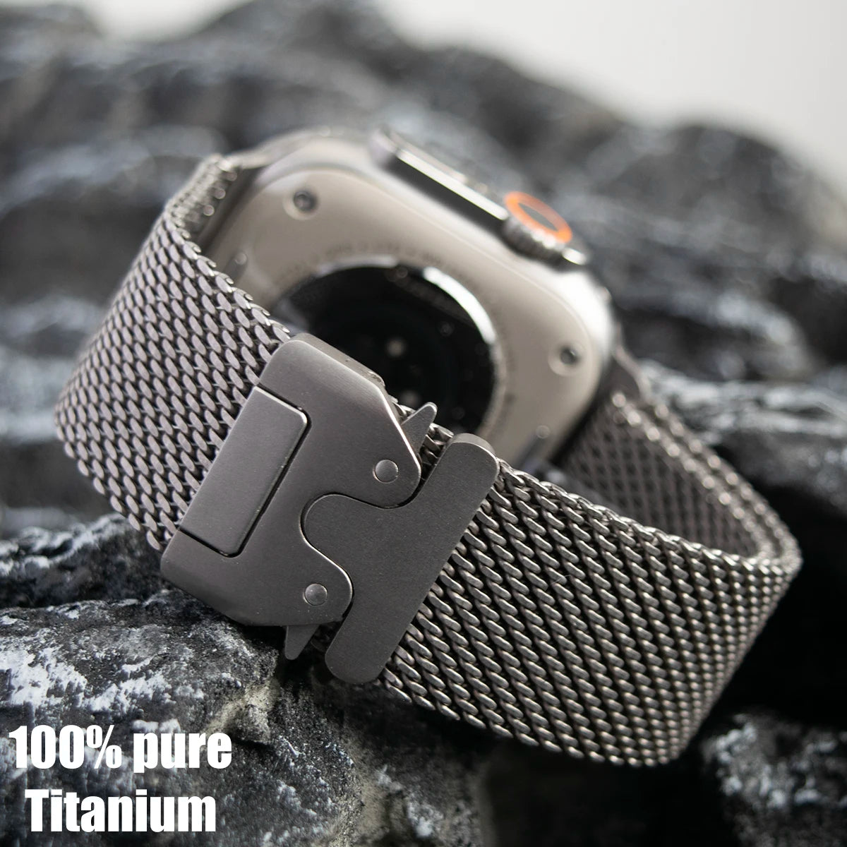Titanium Band for Apple Watch Ultra 2 (49mm) – Milanese Loop Strap for Series 10/9/8/7/6/5 with Secure Parachute Buckle