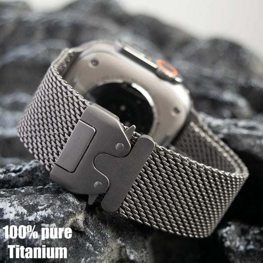 Titanium Band for Apple Watch Ultra 2 (49mm) – Milanese Loop Strap for Series 10/9/8/7/6/5 with Secure Parachute Buckle