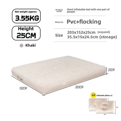 MOUNTAINHIKER 2025 Inflatable Air Mattress – PVC Glamping Sleeping Mat with Built-in Pump for 1-3 Persons