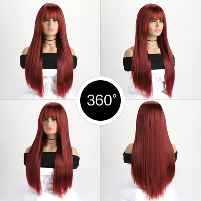 26" Long Straight Synthetic Wig – Fashion Color Wig for Women, Daily Wear, Halloween Costume, Party & Cosplay