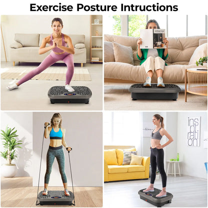 Vibration Plate Exercise Machine – Whole Body Fitness Platform with Loop Bands for Home Workout