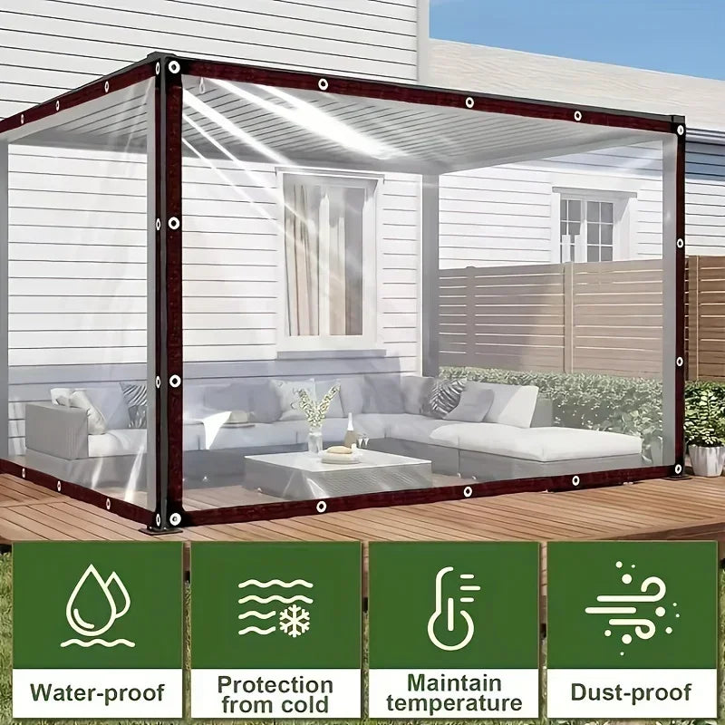 Thick Transparent Waterproof Tarpaulin – Clear Poly Tarp for Garden, Rainproof Plant Cover & Insulated Shed Cloth with Grommets