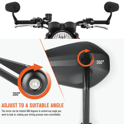 Motorcycle Rearview Side Mirrors | 7/8" & 1" Handlebar End Mirrors for Yamaha & Kawasaki
