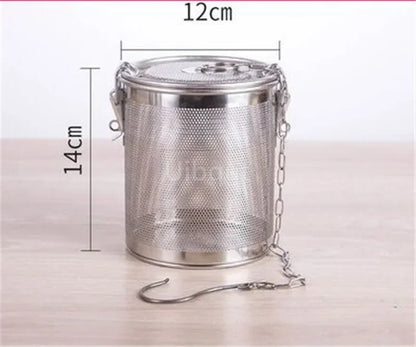 304 Stainless Steel Round Hole Seasoning Bag — Spice, Gravy & Soup Strainer Basket for Brine, Hot Pot, and Slag Separation