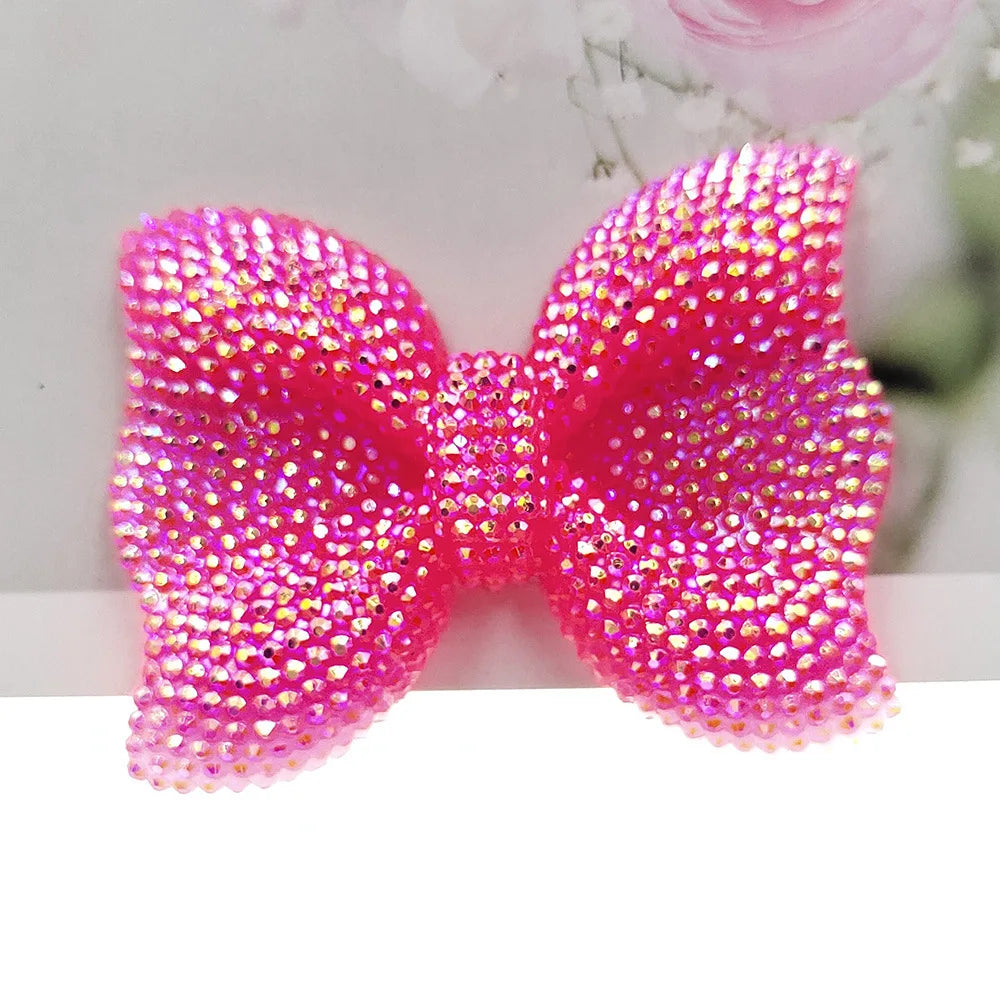 2Pcs Metal Full Diamond Bow Heart Mirror Handbag & Parfum Bottle Phone Case Decoration – Flat Back DIY Craft Accessories