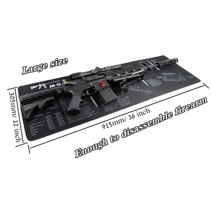 Gun Cleaning Mat Mouse Pad — Armorers Bench Mat with Parts Diagram & Instructions for AR15, AK47, GL, 1911