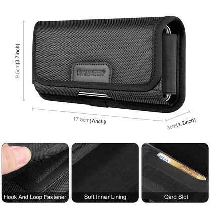 HAWEEL 6.1-6.8 Inch Nylon Cloth Phone Belt Clip – Horizontal Carrying Pouch with Card Slot, Phone Belt Bag