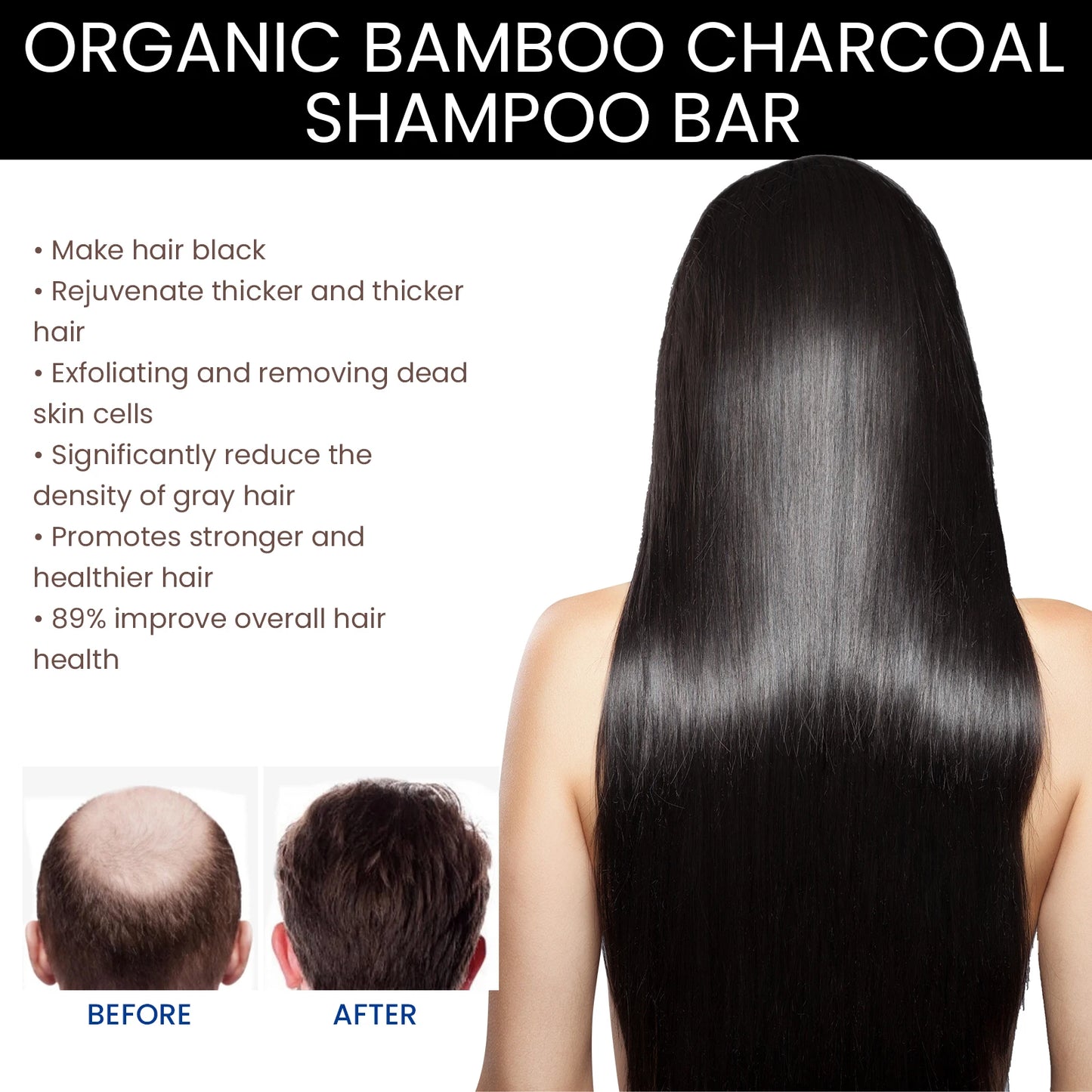 Bamboo Charcoal Shampoo Bar — Deep Cleansing, Nourishing Soap for Thick, Dark Hair & Dry Scalp Care