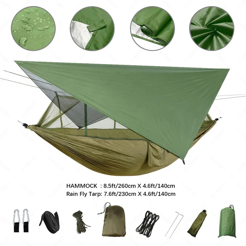 Camping Hammock with Mosquito Net - Waterproof Portable Outdoor Sleeping Shelter for Hiking & Travel