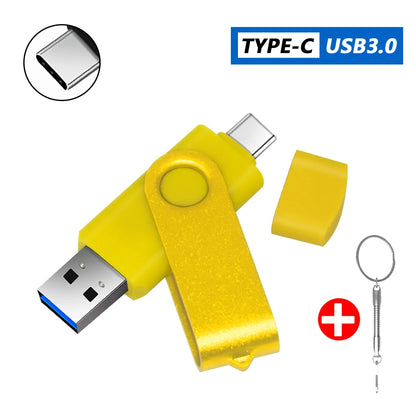 360° Rotating Type-C USB 3.0 Flash Drive – 2-in-1 High-Speed Pen Drive 16GB to 128GB, Multi-Format Compatible