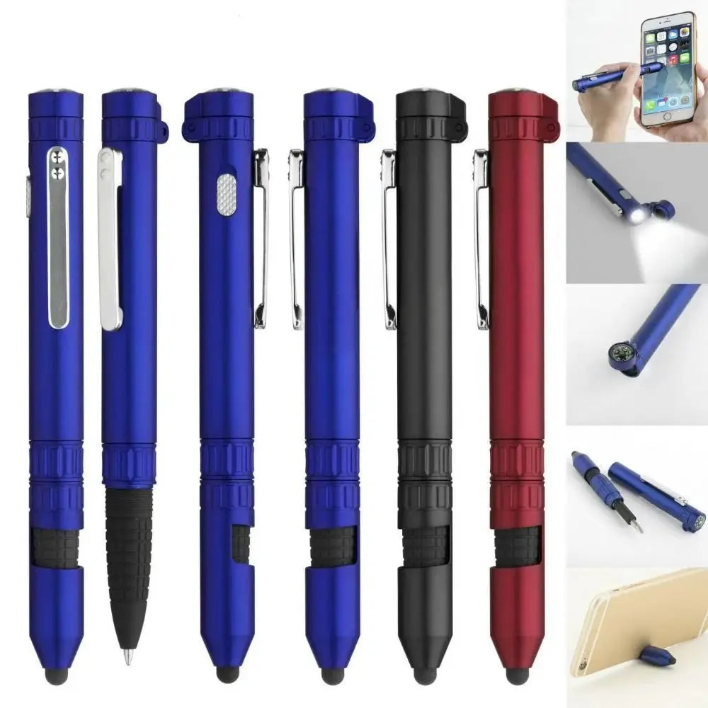 6-in-1 Multifunctional Pen Light - Outdoor Travel Tool with Screwdriver, Compass, Touch Stylus & Holder