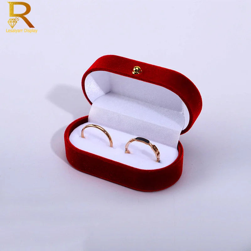 Velvet Jewelry Ring Box — Double Ring Organizer Trinket Box for Wedding & Gift