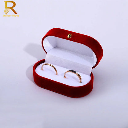 Velvet Jewelry Ring Box — Double Ring Organizer Trinket Box for Wedding & Gift