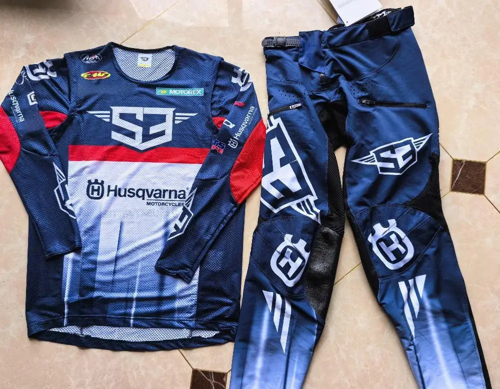 2025 Husqvarna Moto Gear Set – Black Off-Road Motocross Jersey & Pants Combo for MX Riding