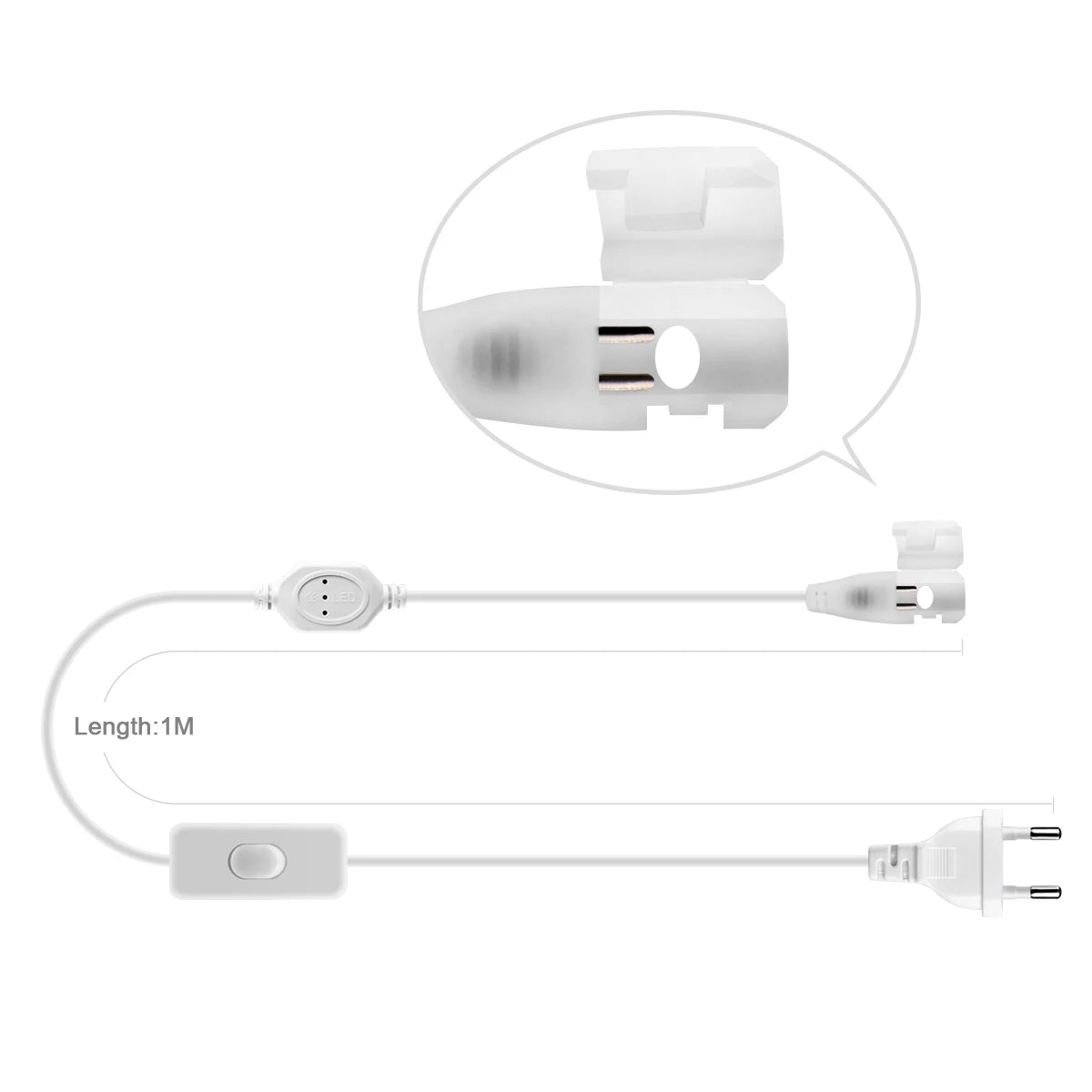 COB LED Strip Light with EU/US Plug (110V–220V) – Flexible LED Light Tape with Clip Accessories for Home and Decoration Lighting