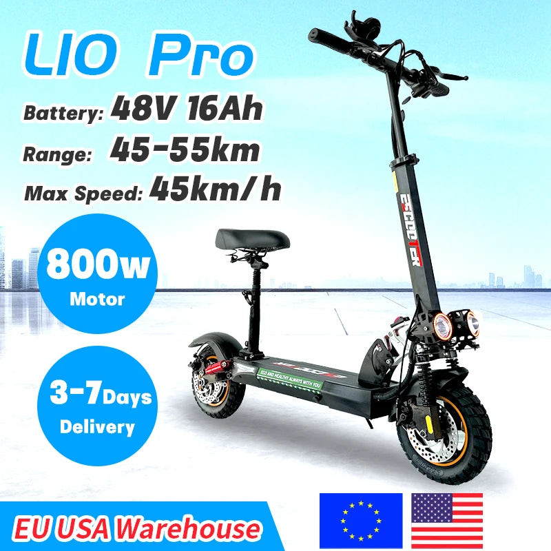 Adult Electric Scooter 48V 800W — EU/USA Warehouse, 13Ah-16Ah, Lightweight Long-Range 35-55km Kick Scooter