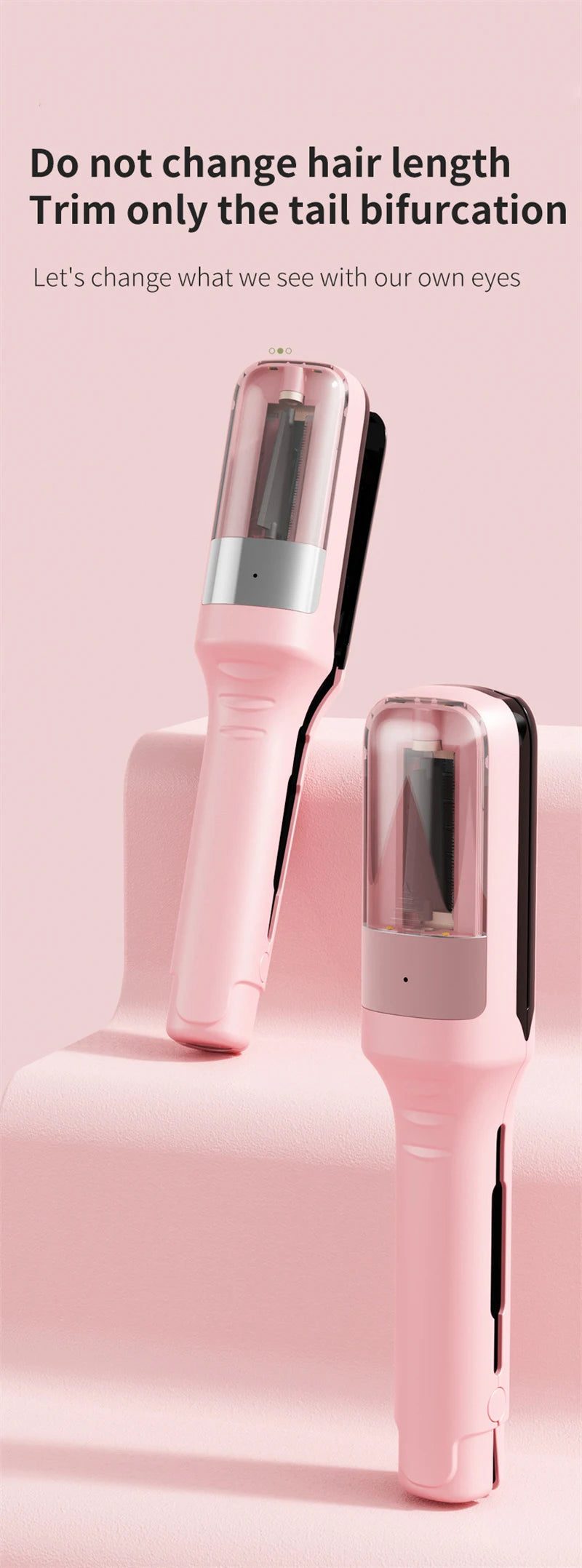 Professional Cordless Hair Ends Trimmer – Automatic Split Remover for Dry, Damaged, Brittle Hair in Women