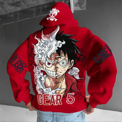 One Piece Luffy Gear 5 Anime Hoodie – Unisex Streetwear Pullover Sweatshirt