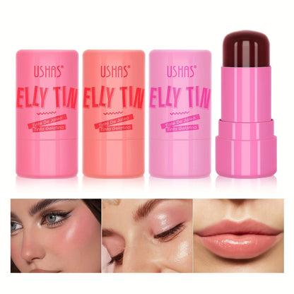 4 Color Jelly Blush Stick – 3-in-1 Multi-Use Matte Blush, Lip Balm & Eyeshadow, Moisturize & Brighten Lip Gloss