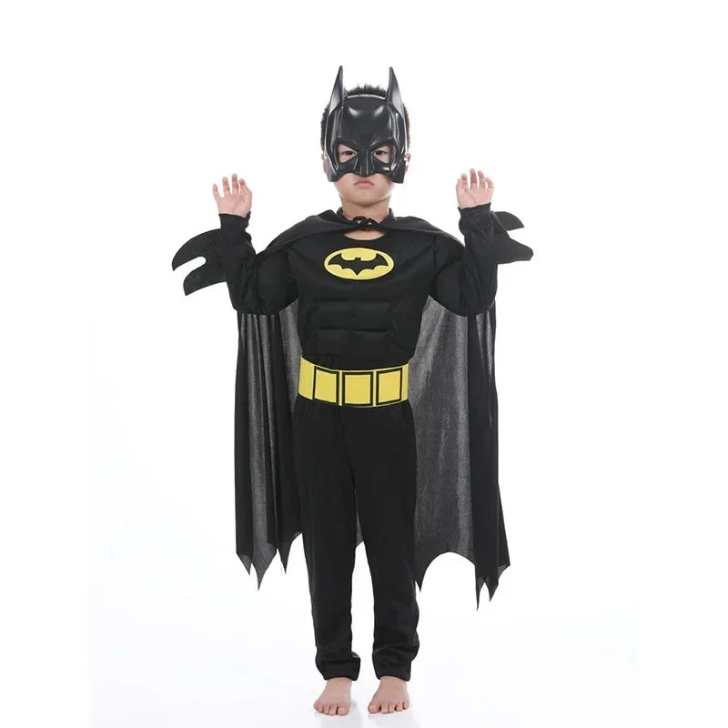 Kids Boys Muscle Superhero Costume — Movie Character Cosplay with Mask & Cloak for Halloween Party