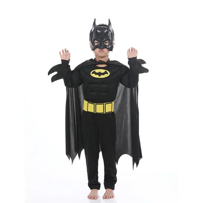 Kids Boys Muscle Superhero Costume — Movie Character Cosplay with Mask & Cloak for Halloween Party