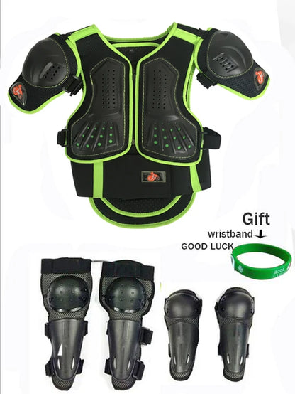 Kids Motocross Body Armor Vest – Chest, Spine & Knee Protection Gear for Boys & Girls (Height 0.85–1.7m)