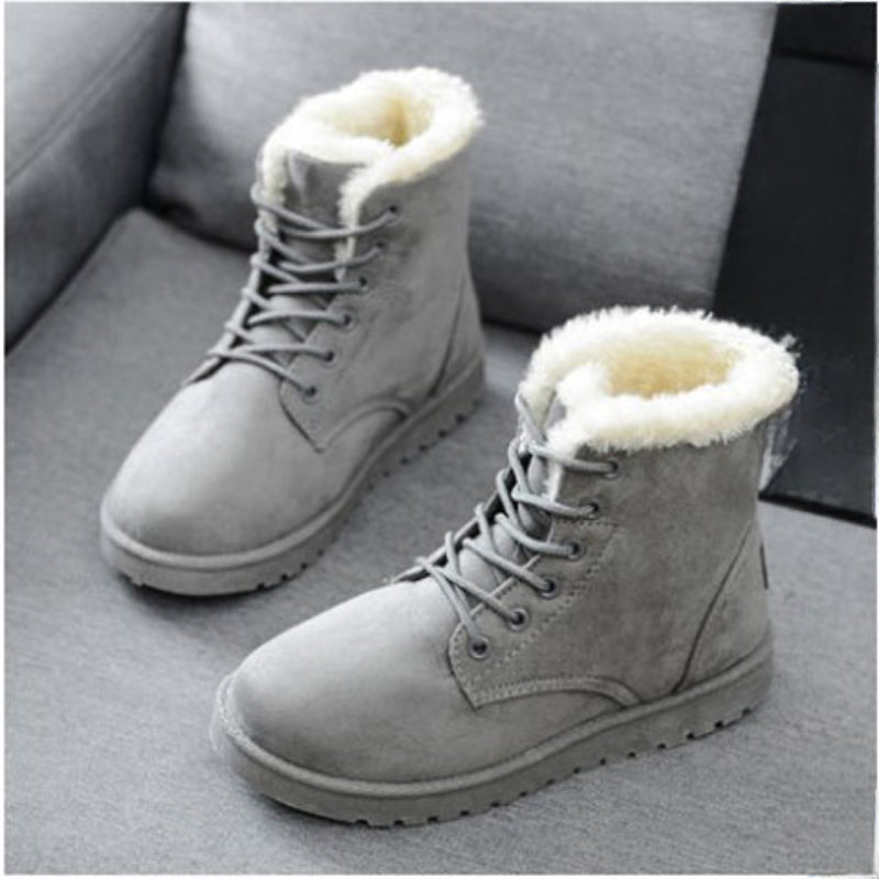 BCEBYL Women's Autumn Winter Short Boots – Casual Plus Velvet Warm Round Toe Cross-Belt Shoes