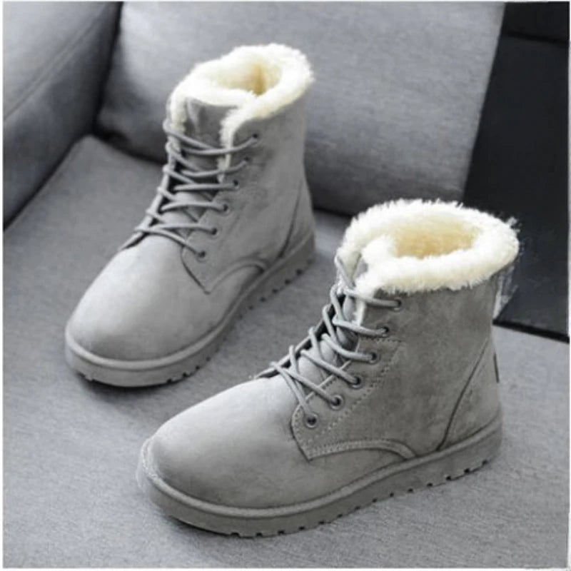 BCEBYL Women's Autumn Winter Short Boots – Casual Plus Velvet Warm Round Toe Cross-Belt Shoes
