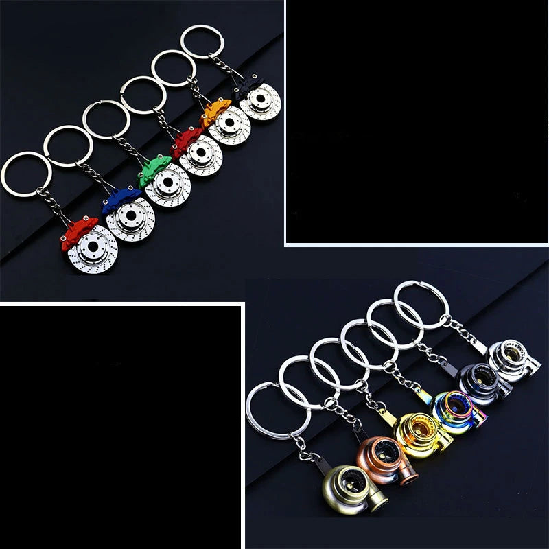 Creative Metal Car Keychain — Zinc Alloy Turbo, Gearbox & Brake Disc Pendant for Men’s Birthday or Dad Gift