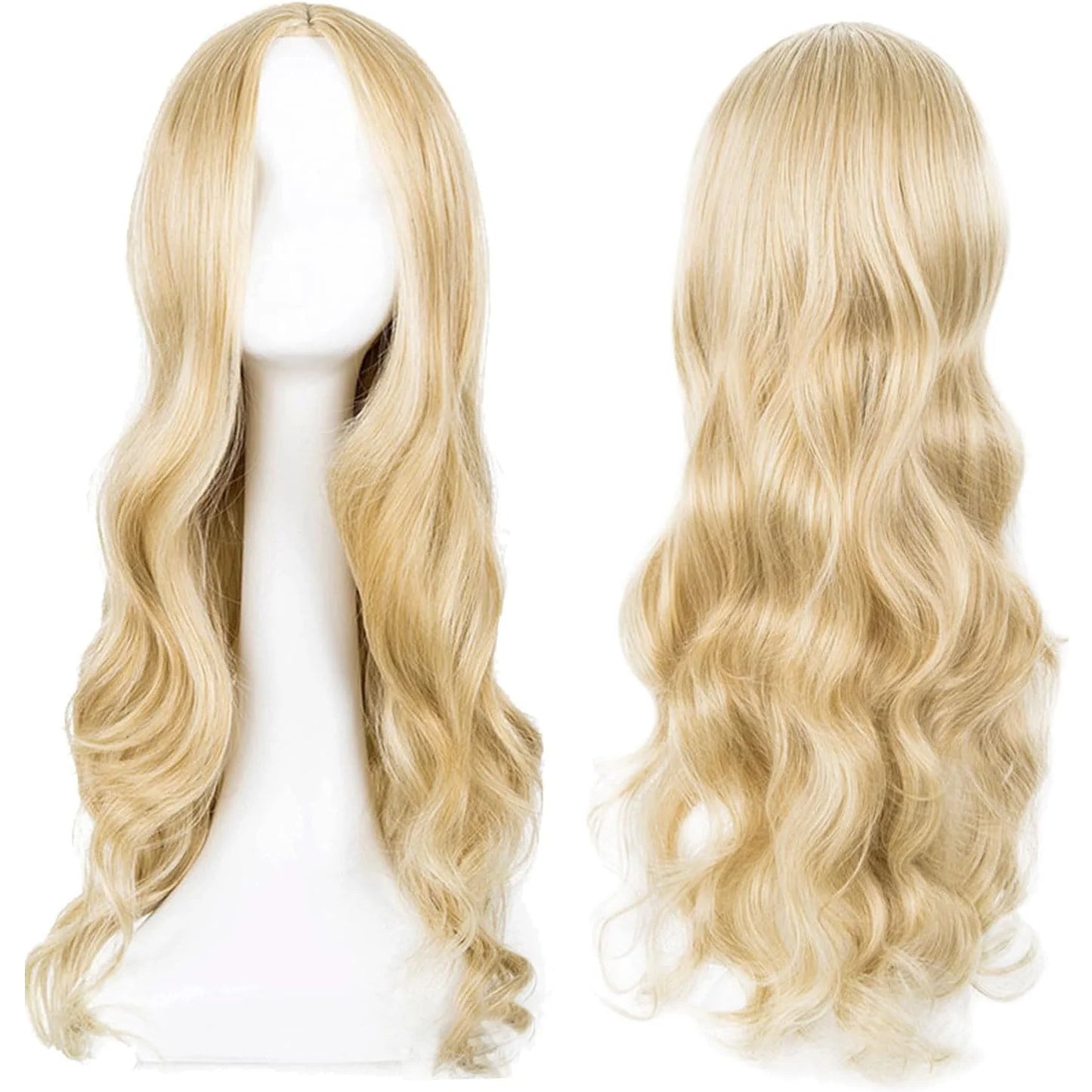 27 Inch Long Curly Synthetic Wig for Women - Black & Blonde Fancy Dress Wig, Glamorous Synthetic Hair